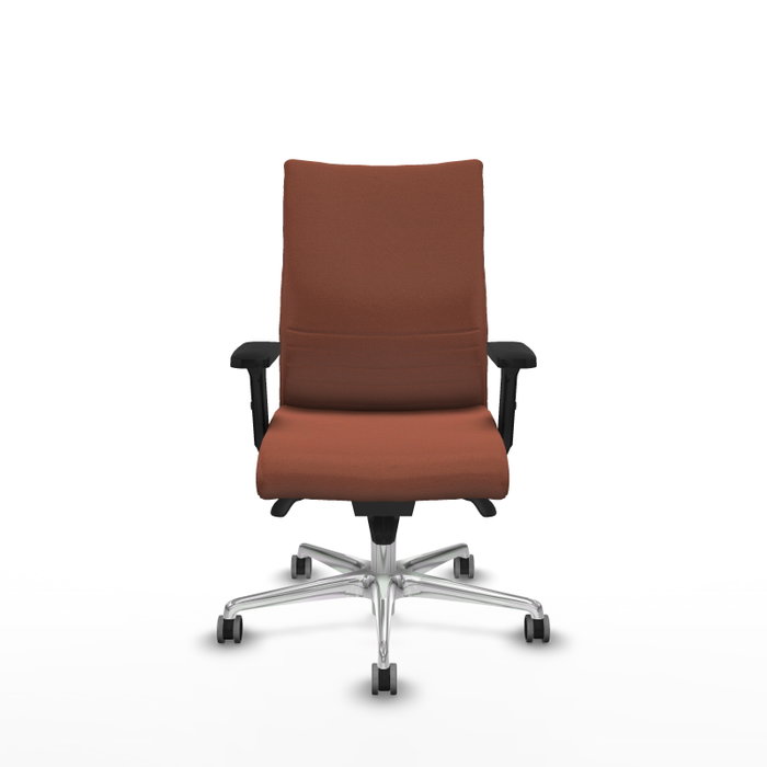 Chaise Albacete confidente Synchro 5 positions Tissu Marron Structure d' aluminium Accoudoir 2D Sans appui-tête Roulettes 65mm pour moquette