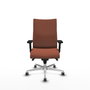 Chaise Albacete confidente Synchro 5 positions Tissu Marron Structure d' aluminium Accoudoir 2D Sans appui-tête Roulettes 65mm pour moquette