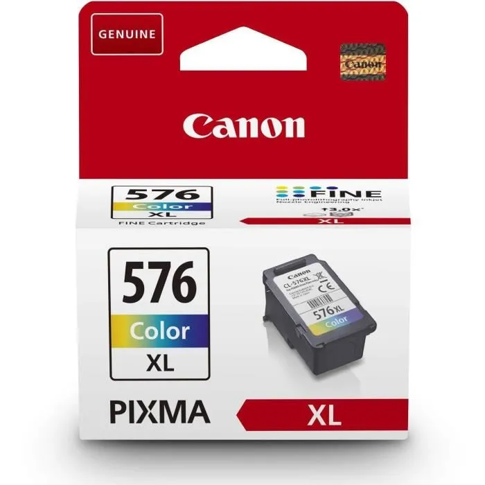 Canon CL-576XL Cartouche d'encre tricolore cyan magenta jaune pour PIXMA rendement élevé 300 pages 12.6 ml impressions vives