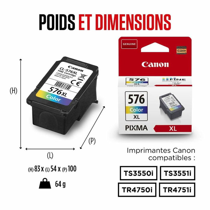 Canon CL-576XL Cartouche d'encre multicolore haute capacité