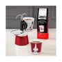 Bialetti Mini-Express Magritte - Cafetière italienne inox rouge avec 2 tasses à expresso - Set complet