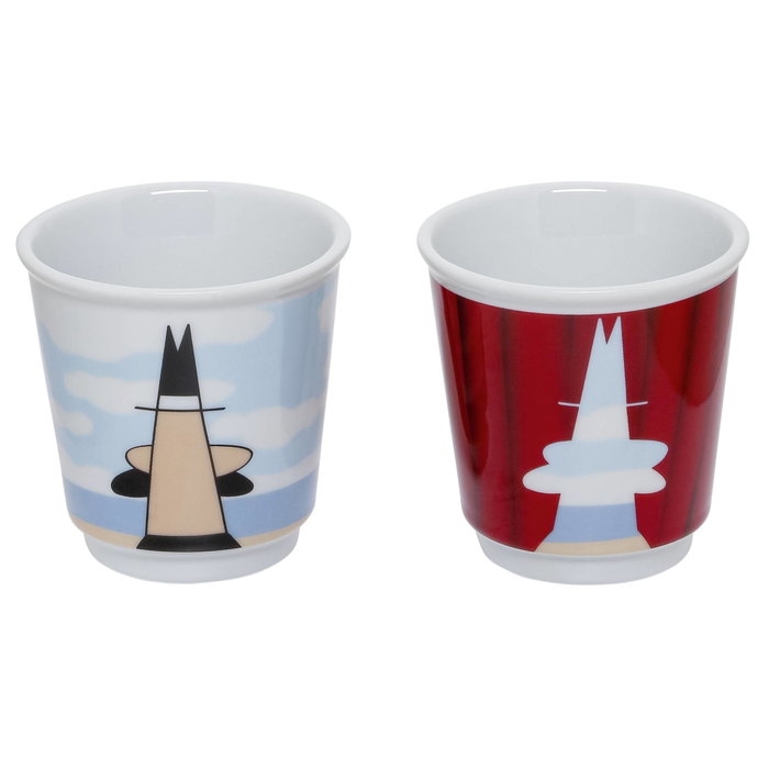 Bialetti Set cafetiere italienne + 2 tasses Mini-express MAGRITTE - Inox / Rouge