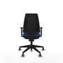 Chaise Elche Contact permament de base Tissu Bleu foncé Base pyramidale noire Accoudoir 1D Sans appui-tête Roulettes 65mm pour moquette