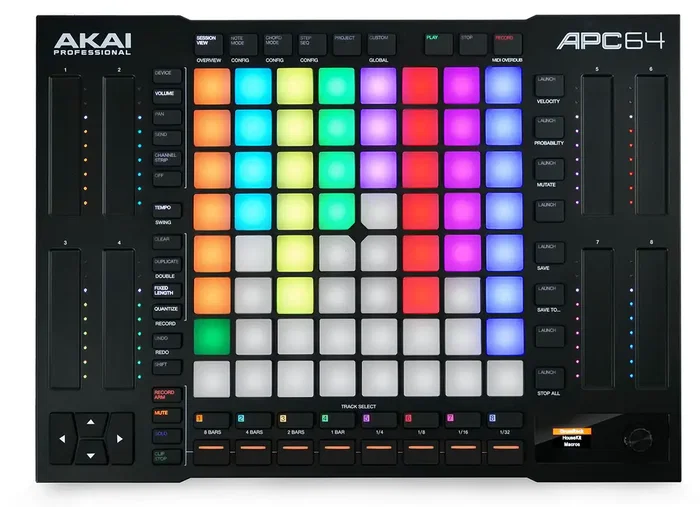 AKAIPRO APC64 – Contrôleur Ableton avec 64 pads RGB, séquenceur 8 pistes, 8 bandes tactiles, USB-C, MIDI