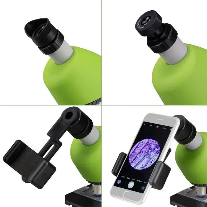 Bresser Junior Microscope Lumière Transmise pour Enfants Dès 8 Ans, Grossissement 40x à 640x, Éclairage LED Variable avec Kit d'Expérimentation Artémia