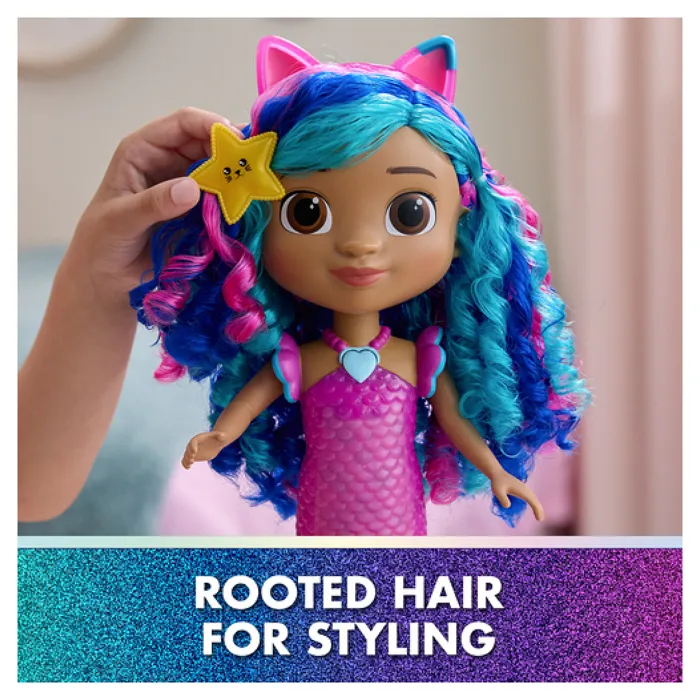 Brand Poupée Interactive Gabby Sirène 6074338 avec Lumière, Sons et Queue Changeant de Couleur - Inspirée de Gabby et la Maison Magique