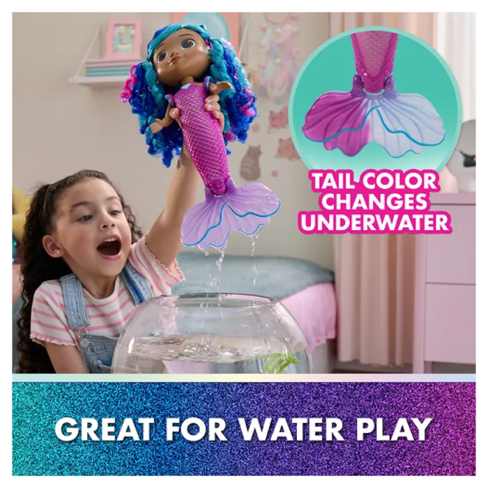 Brand Poupée Interactive Gabby Sirène 6074338 avec Lumière, Sons et Queue Changeant de Couleur - Inspirée de Gabby et la Maison Magique