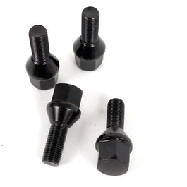 OMP Jeu de 4 Vis M12x1.5 Coniques Longues 28mm Noir avec Clé 19mm
