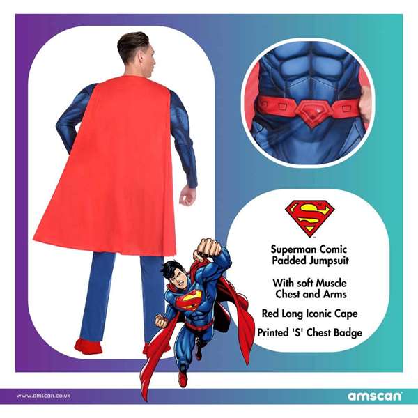 Liragram Déguisement adulte Superman Taille L Bleu - WB