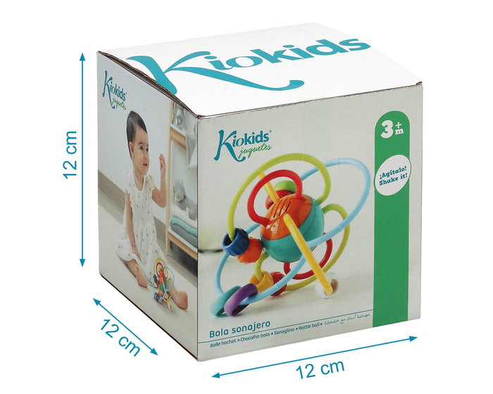 KioKids Sonajero Mordedor Éducatif Élipse - Jouet Sensoriel Multicolore avec Textures et Sons pour Bébés +3 Mois