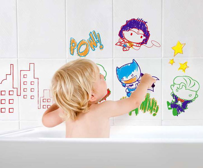 Molto Crayons de bain Super-héros - Kit de 6 crayons avec éponge - Jouet de bain Molto Crayons de bain Super-héros - Kit de 6 crayons avec éponge - Jouet de bain