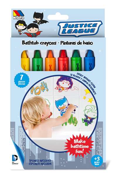 Molto Crayons de bain Super-héros - Kit de 6 crayons avec éponge - Jouet de bain Molto Crayons de bain Super-héros - Kit de 6 crayons avec éponge - Jouet de bain
