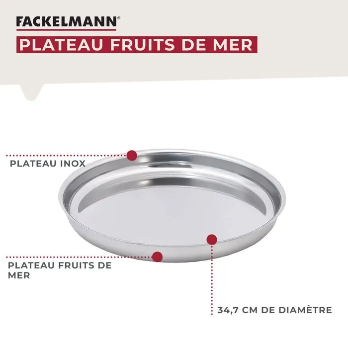 Fackelmann Lot de 2 plateaux pour fruits de mer en inox 34,7 cm - Spécialités Culinaires