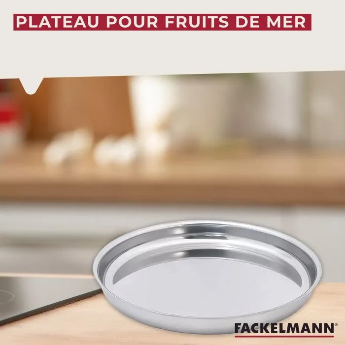 Fackelmann Lot de 2 plateaux pour fruits de mer en inox 34,7 cm - Spécialités Culinaires