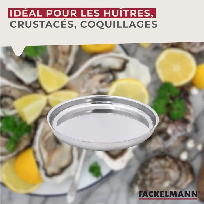 Fackelmann Lot de 2 plateaux pour fruits de mer en inox 34,7 cm - Spécialités Culinaires