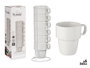 VESSIA Set de 6 tasses empilables en porcelaine et métal blanc 360ml
