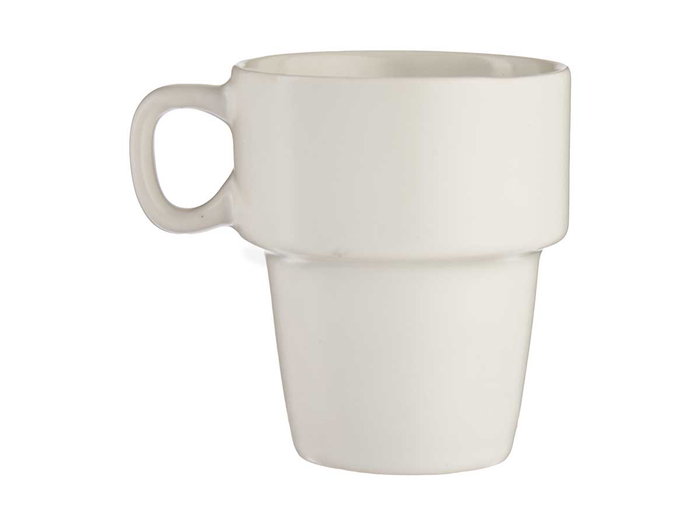 VESSIA Set de 6 tasses empilables en porcelaine et métal blanc 360ml VESSIA Set de 6 tasses empilables en porcelaine et métal blanc 360ml