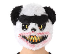 Masque de Panda Sanglant avec Dents Jaunes - Déguisement Animal d'Halloween Effrayant et Terrifiant pour Fêtes à Thème Horreur et Maison Hantée
