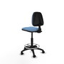 Tabouret Taburete Isso Contact permament de base Tissu Bleu ciel Structure polyamide noire Sans accoudoirs Sans appui-tête Roulettes en nylon 50 mm