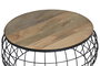 Giner y Colomer - Buffet de salon en bois de manguier massif et métal, couleur naturel - 2 tables basses, grande: 36 cm H x 76 cm diam., petite: 31 cm H x 58 cm diam.
