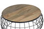 Giner y Colomer - Buffet de salon en bois de manguier massif et métal, couleur naturel - 2 tables basses, grande: 36 cm H x 76 cm diam., petite: 31 cm H x 58 cm diam.