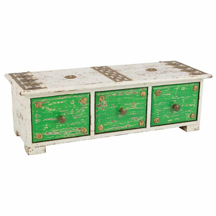 Boîte à bijoux Alexandra House Living Blanc Vert Laiton Bois MDF 15 x 10 x 36 cm 3 tiroirs Boîte à bijoux Alexandra House Living Blanc Vert Laiton Bois MDF 15 x 10 x 36 cm 3 tiroirs