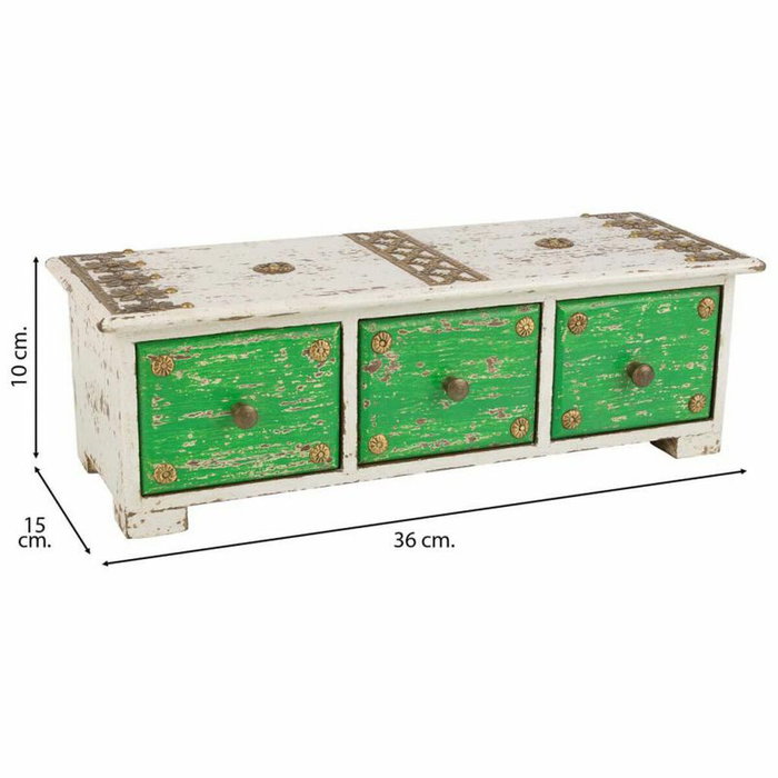 Boîte à bijoux Alexandra House Living Blanc Vert Laiton Bois MDF 15 x 10 x 36 cm 3 tiroirs Boîte à bijoux Alexandra House Living Blanc Vert Laiton Bois MDF 15 x 10 x 36 cm 3 tiroirs