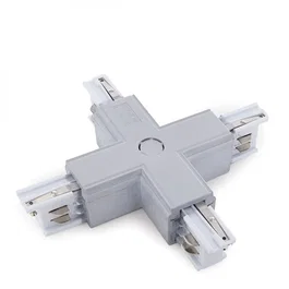 Connecteur + pour rail triphasé couleur argenté