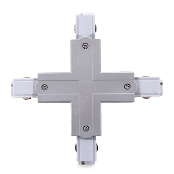 Connecteur + pour rail triphasé couleur argenté
