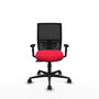 Chaise Yunquera Synchro 4 positions tissu Rouge Maille Noir Base en nylon noir Accoudoir 1D Sans appui-tête Roulettes 65mm nylon