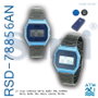 SAMI Montre LCD rétro bleu avec bracelet noir