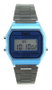 SAMI Montre LCD rétro bleu avec bracelet noir