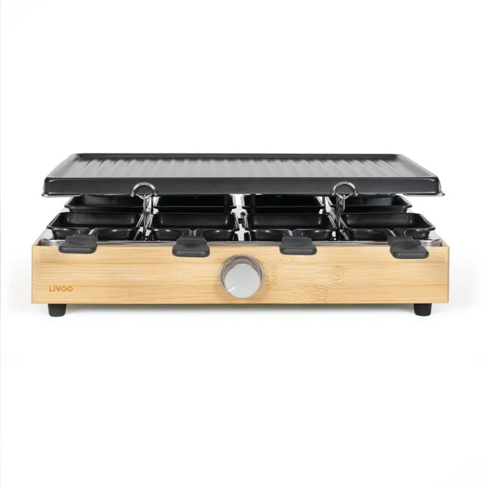 Livoo DOC336 Appareil à raclette pour 8 personnes avec grill et bambou Livoo DOC336 Appareil à raclette pour 8 personnes avec grill et bambou