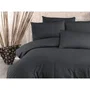 Parure de lit 220x240 cm anthracite - 1 housse de couette 220x240 cm + 2 taies d'oreiller 60x60 cm - 80% coton, 20% polyester, 229 fils