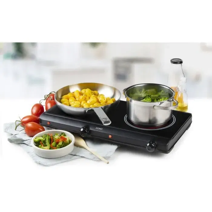 DOMO Plaque de cuisson céramique 2 feux 2500W Noir 50.2*29.4*6.7 cm DO339KP