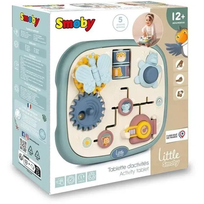 Smoby Little Smoby LS - Tablette d'Activités pour Bébé 1er Âge, 5 Jeux Ludiques (Labyrinthe, Engrenages), Motricité Fine, Dès 12 Mois
