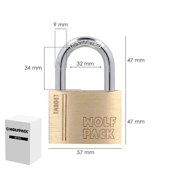 WOLFPACK LINEA PROFESIONAL Cadenas en laiton avec anse normale 60 mm Série Target WOLFPACK LINEA PROFESIONAL Cadenas en laiton avec anse normale 60 mm Série Target