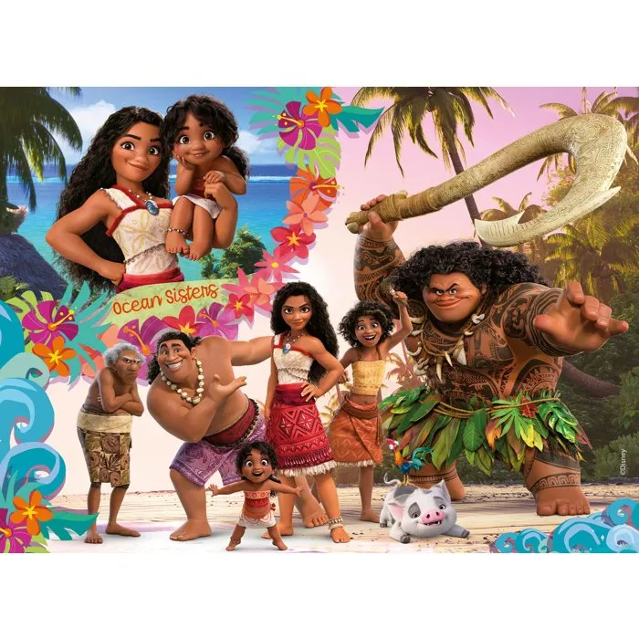 Liscianigiochi Puzzle MaxiFloor Disney Vaiana 2 (Océania 2) - Coffret 4 puzzles de sol de 48 pièces chacun - À partir de 4 ans