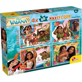 Liscianigiochi Puzzle MaxiFloor Disney Vaiana 2 (Océania 2) - Coffret 4 puzzles de sol de 48 pièces chacun - À partir de 4 ans