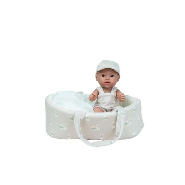 Muñecas Arias Dudi - Poupée Elegance 26 cm couleur beige avec capazo et corps en vinyle - Âge recommandé 3 à 99 ans