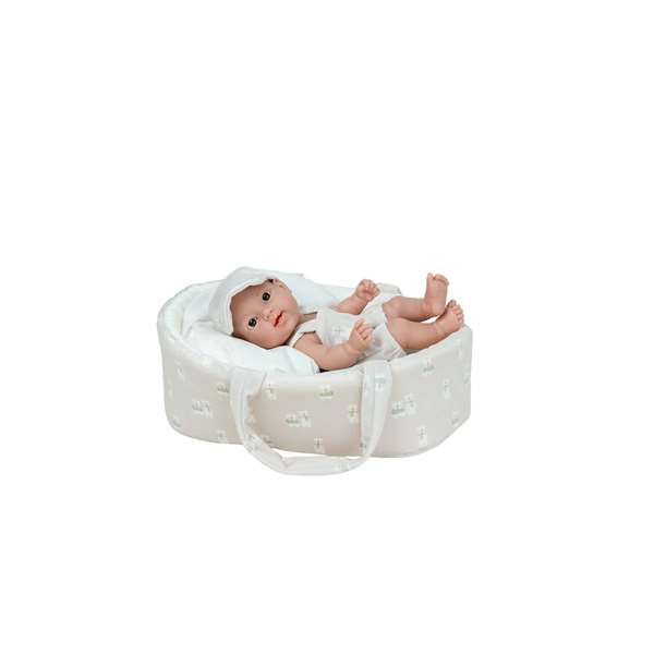 Muñecas Arias Dudi - Poupée Elegance 26 cm couleur beige avec capazo et corps en vinyle - Âge recommandé 3 à 99 ans