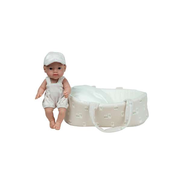 Muñecas Arias Dudi - Poupée Elegance 26 cm couleur beige avec capazo et corps en vinyle - Âge recommandé 3 à 99 ans