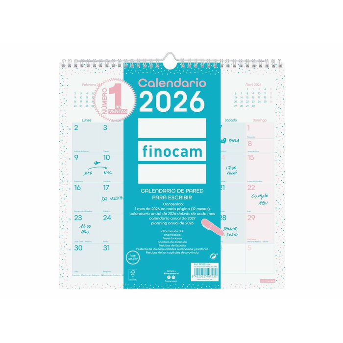 calendrier mural Finocam Multicouleur Papier 30 x 30 cm calendrier mural Finocam Multicouleur Papier 30 x 30 cm