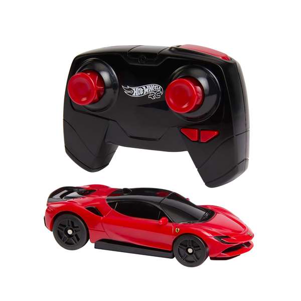 Hot Wheels Ferrari SF90 Stradale Assetto Fiorano - Voiture Télécommandée RC 1:64 avec Accélérateur pour Loopings - 2.4GHz - Jouet pour Enfants 4 ans et plus