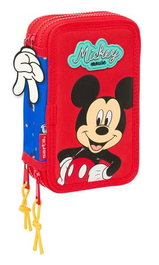 Safta Plumier triple Mickey Mouse "Good Day" 37 pièces avec décor - 12.5x19.5x5.5 cm - Idéal pour enfant à partir de 36 mois
