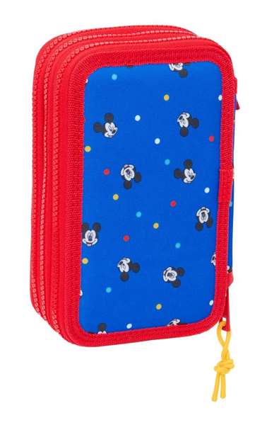 Safta Plumier triple Mickey Mouse "Good Day" 37 pièces avec décor - 12.5x19.5x5.5 cm - Idéal pour enfant à partir de 36 mois
