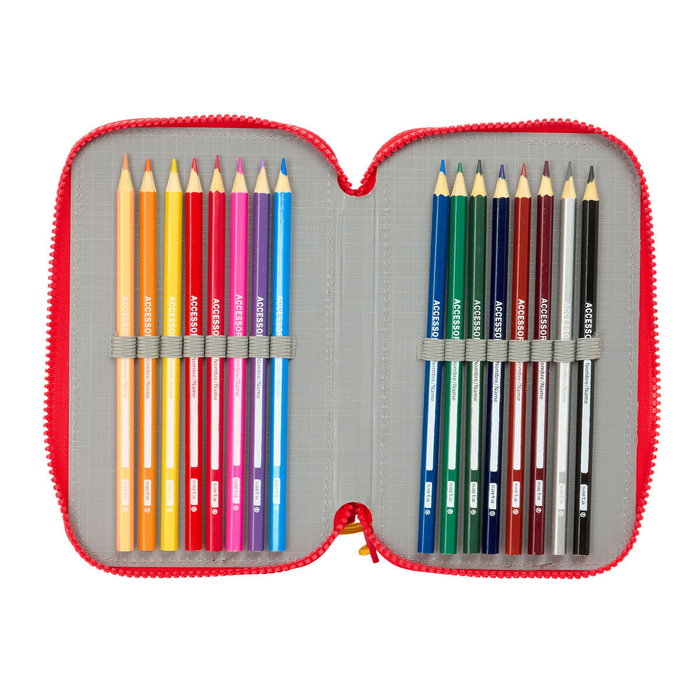 Pochette à crayons triple Mickey Mouse Clubhouse Good day Bleu 12,5 x 19,5 x 5,5 cm 37 Pièces