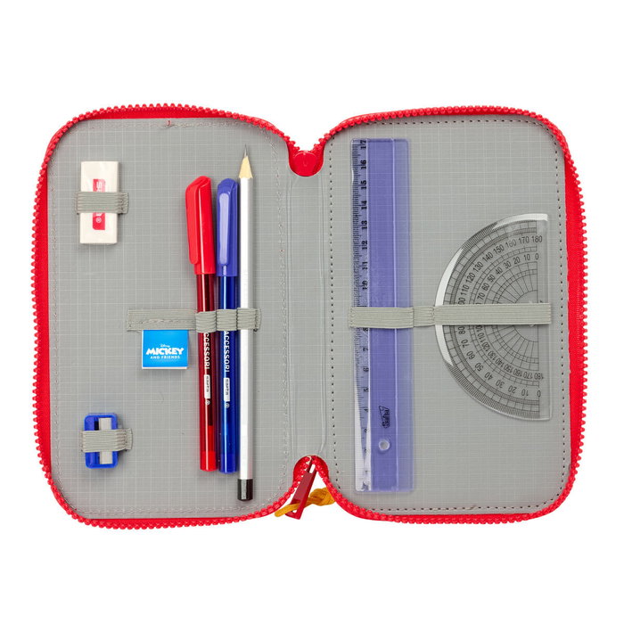 Pochette à crayons triple Mickey Mouse Clubhouse Good day Bleu 12,5 x 19,5 x 5,5 cm 37 Pièces