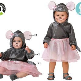Déguisement Bébé Souris avec Oreilles, Gris, Taille 6-12 Mois, Unisexe