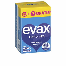 Evax COTTONLIKE Serviettes Super Plus avec ailes, 30 unités